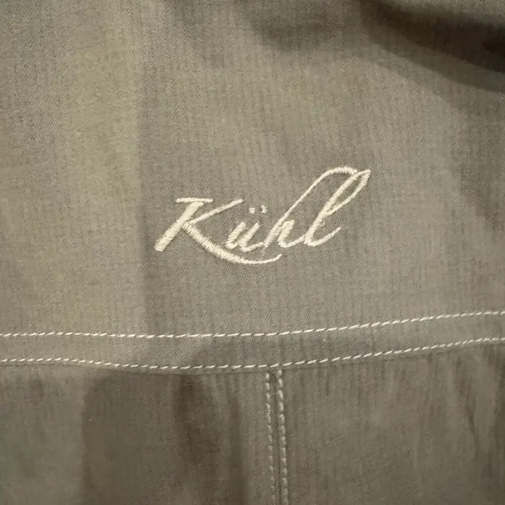 Kuhl Jacket Womens XS Button Zip Front Cargo Utility Olive Green Built In Hood - Picture 13 of 14